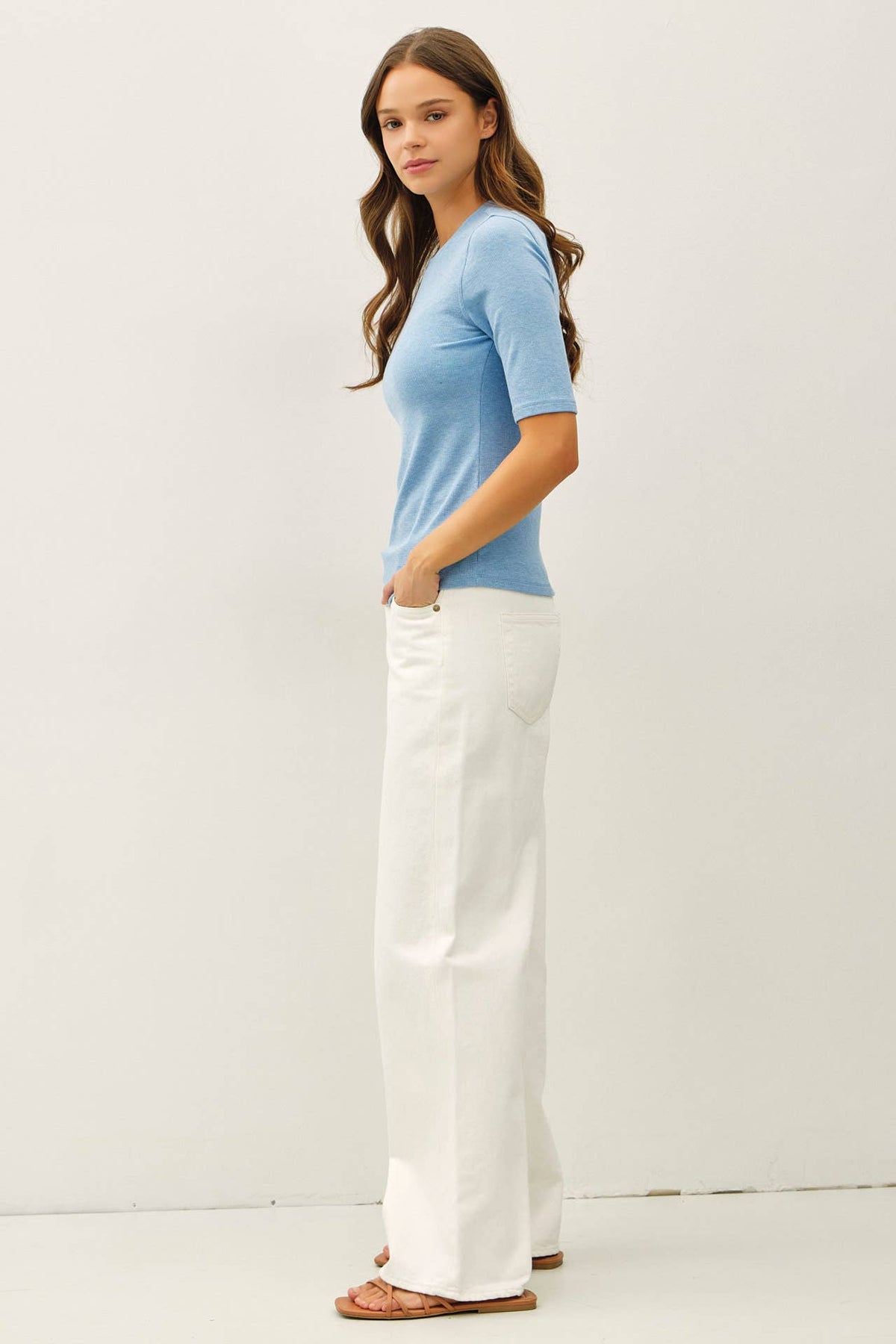 Be Cool - [NEW COLOR]MODAL CLASSIC RIBBED CREWNECK SHORT SLEEVE TOP