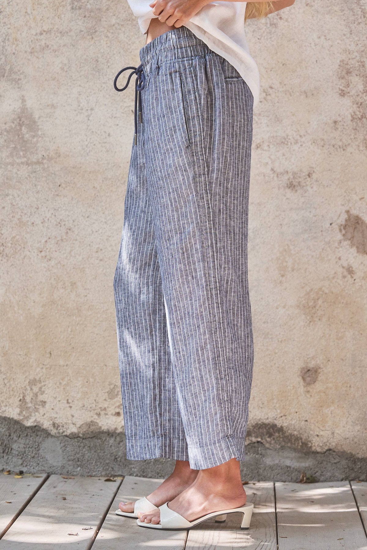 Urban Daizy - Linen Wide-Leg Drawstring Pants