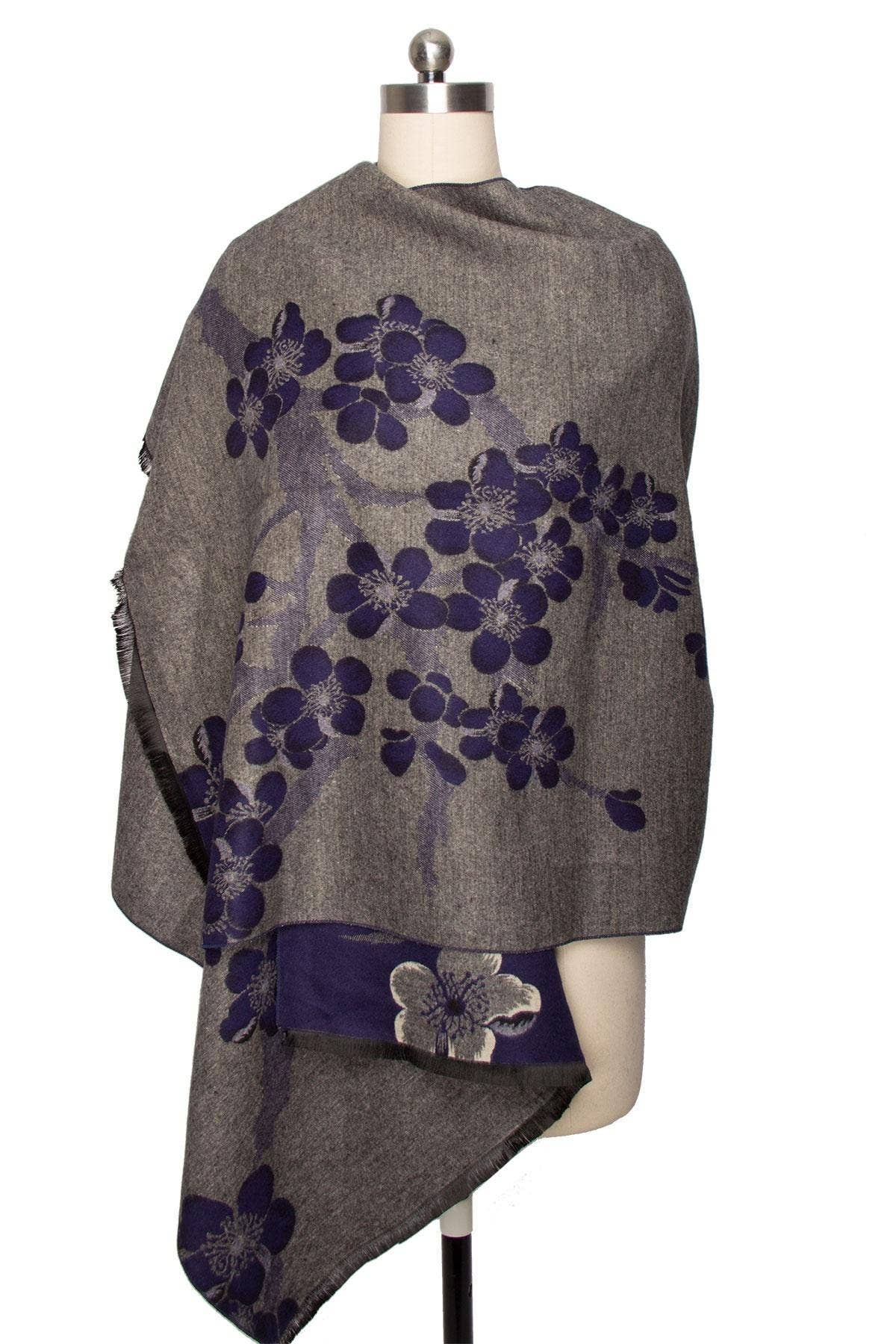 SAACHI - Two Color Floral Reversible Scarf