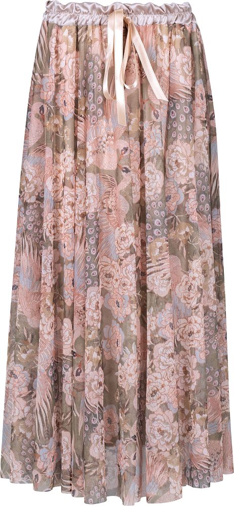 Drawstring Waist Full Length Skirt