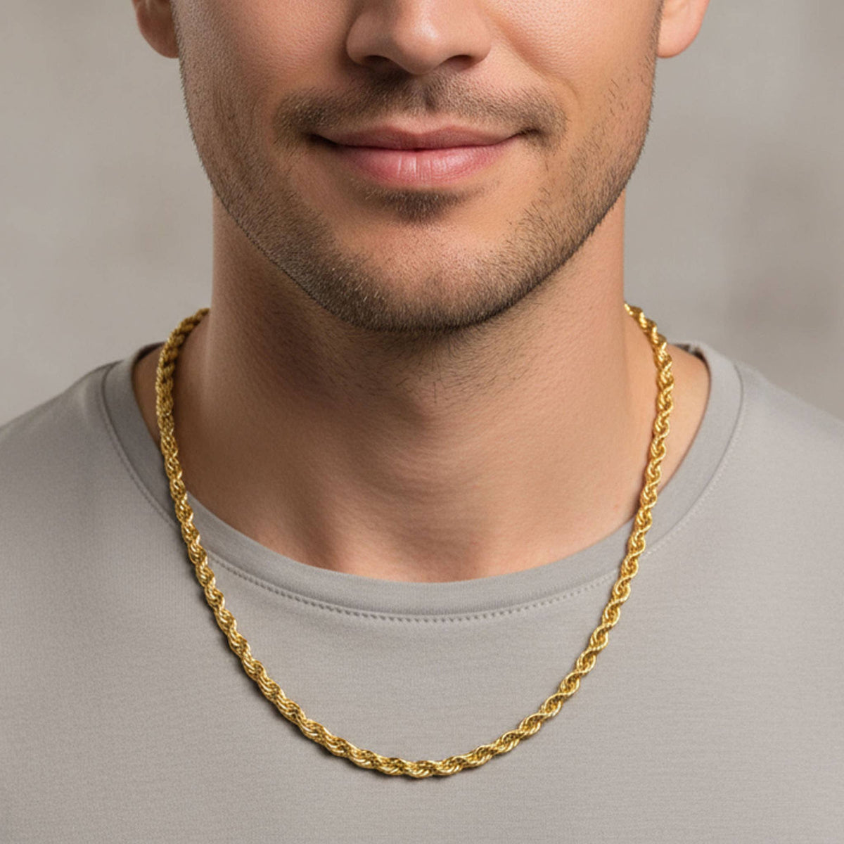 Gold Rope Chain Necklace - WJW