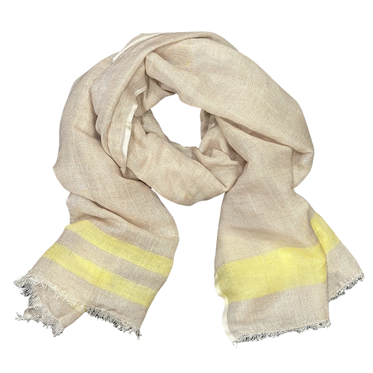 Chloe & Lex - Pure Linen with Fresh Stripes Lightweight Scarf for Women