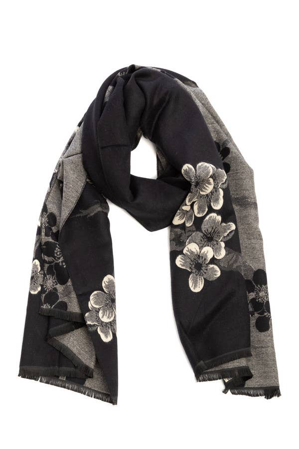 SAACHI - Two Color Floral Reversible Scarf