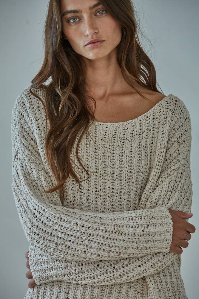 Knit Sweater Cotton Polyester Oversized Top - By Together