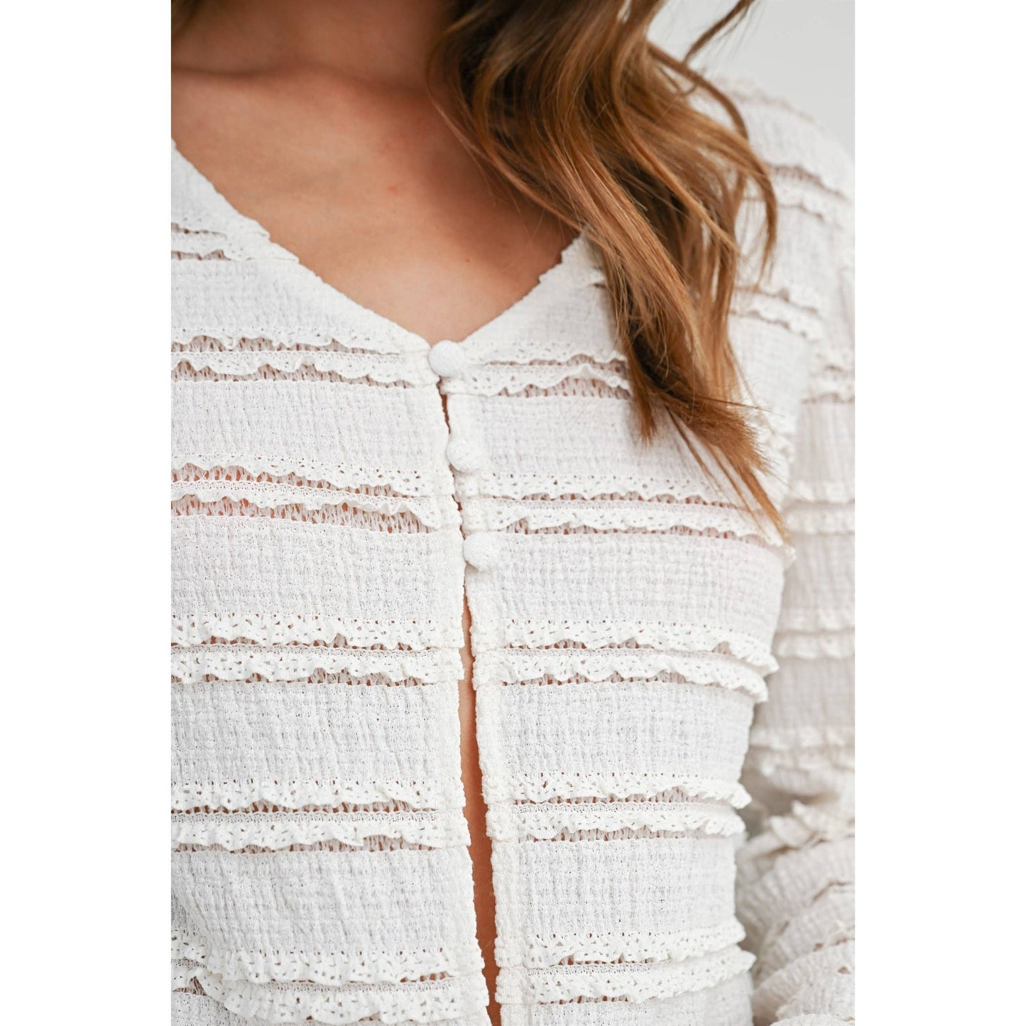 BUTTERMELON - Ruched Ribbon Knit Top - BMT8185