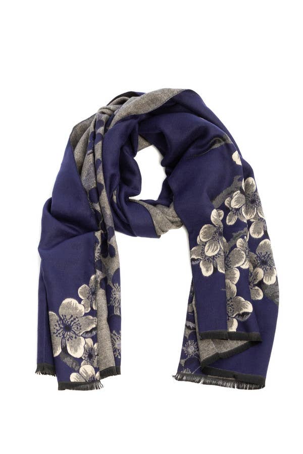 SAACHI - Two Color Floral Reversible Scarf