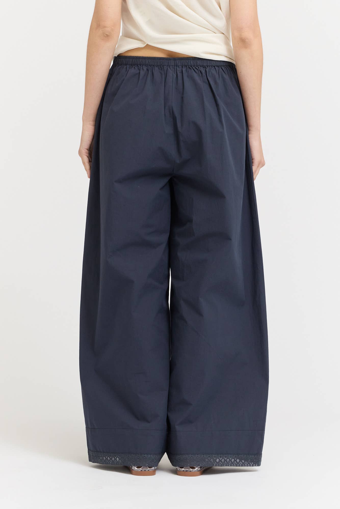 Grade & Gather - 50909 - EYELET HEM DETAILED COTTON PANTS
