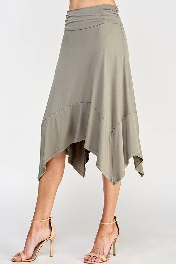 BA49961 - HANDKERCHIEF HEMLINE MIDI SKIRT