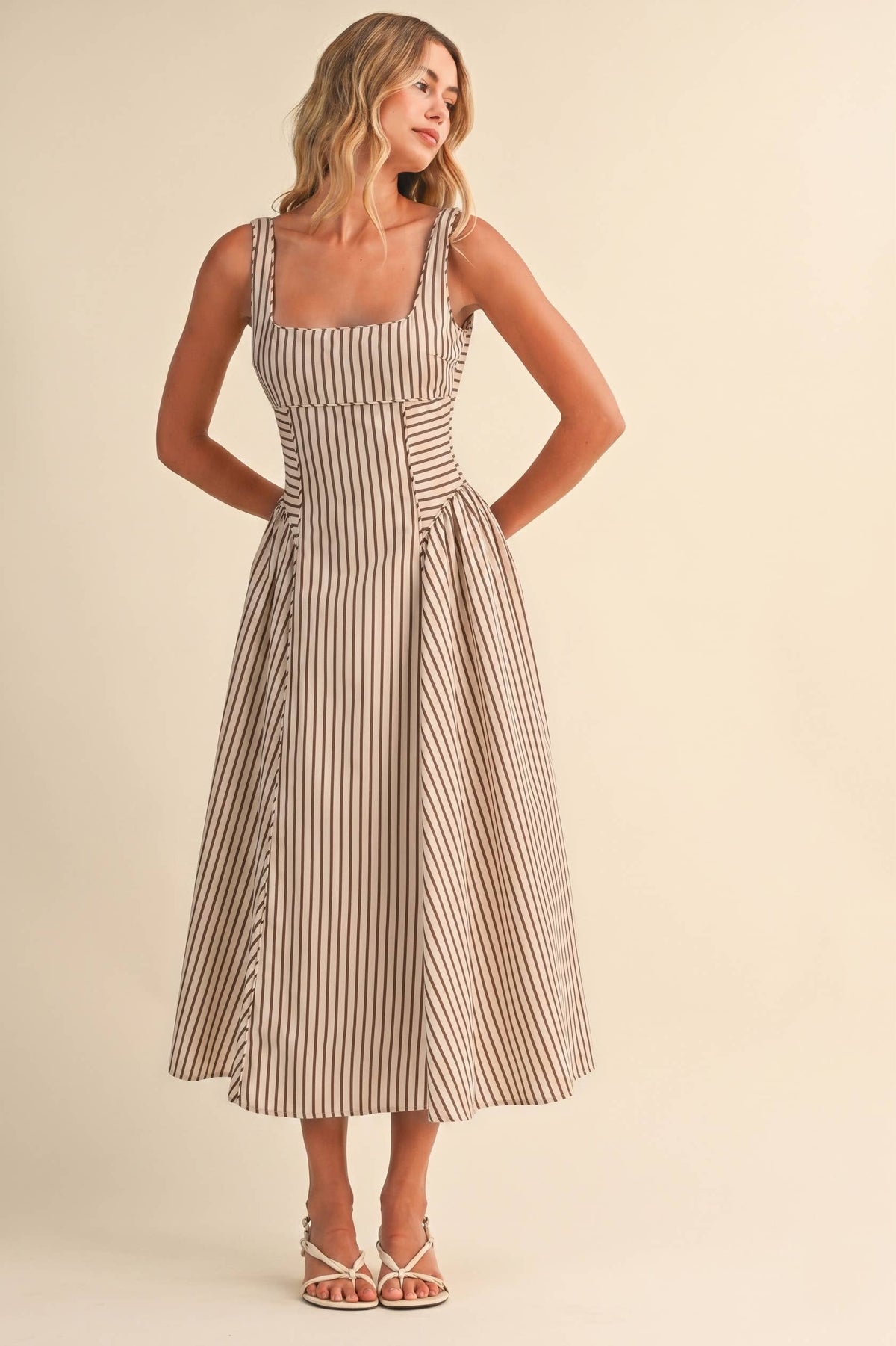 STRIPED MIDI DRESS - Klesis