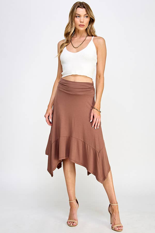 BA49961 - HANDKERCHIEF HEMLINE MIDI SKIRT