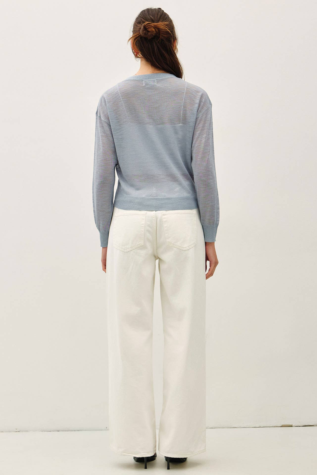 Be Cool - ULTRA FINE SLUBBED V-NECK FINE KNIT CARDIGAN