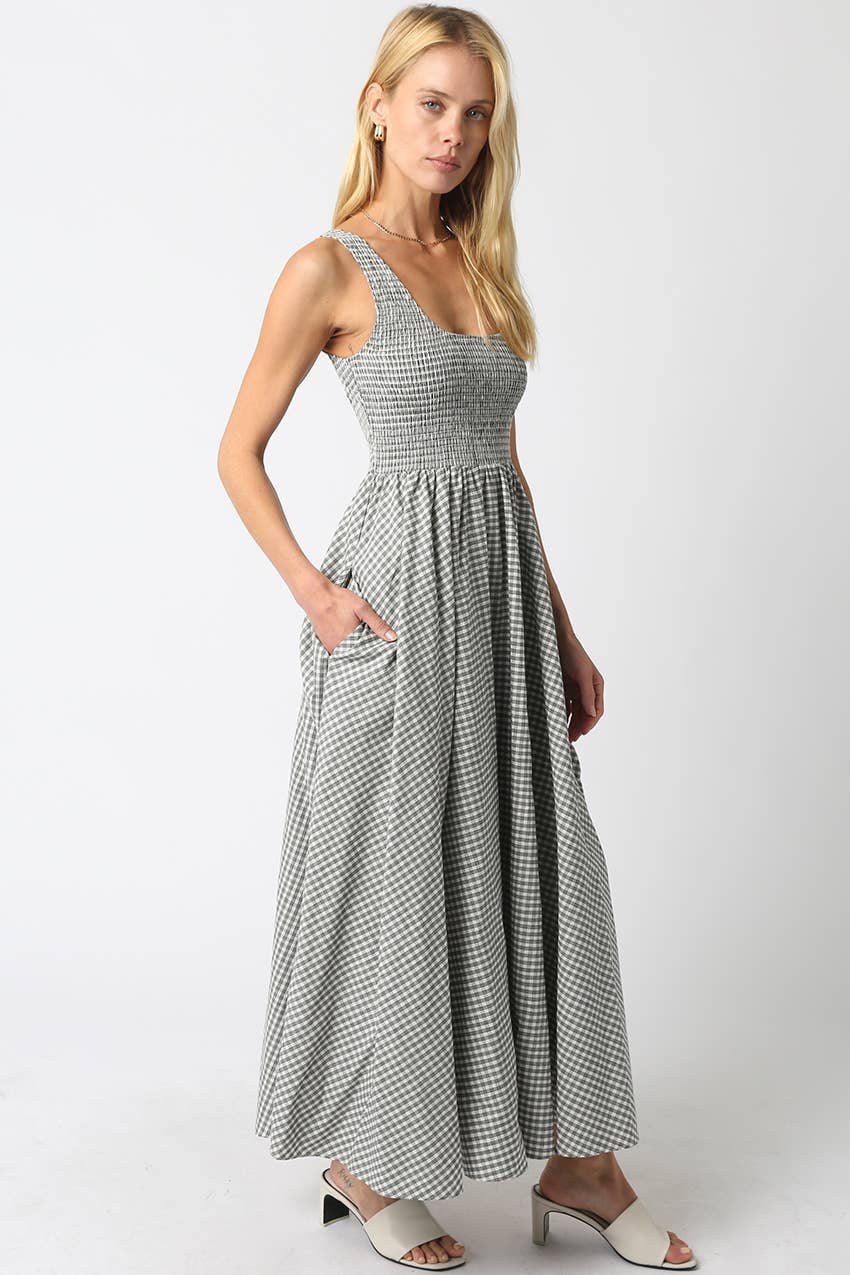 Olivaceous - Ella Sleeveless Gingham Maxi Dress