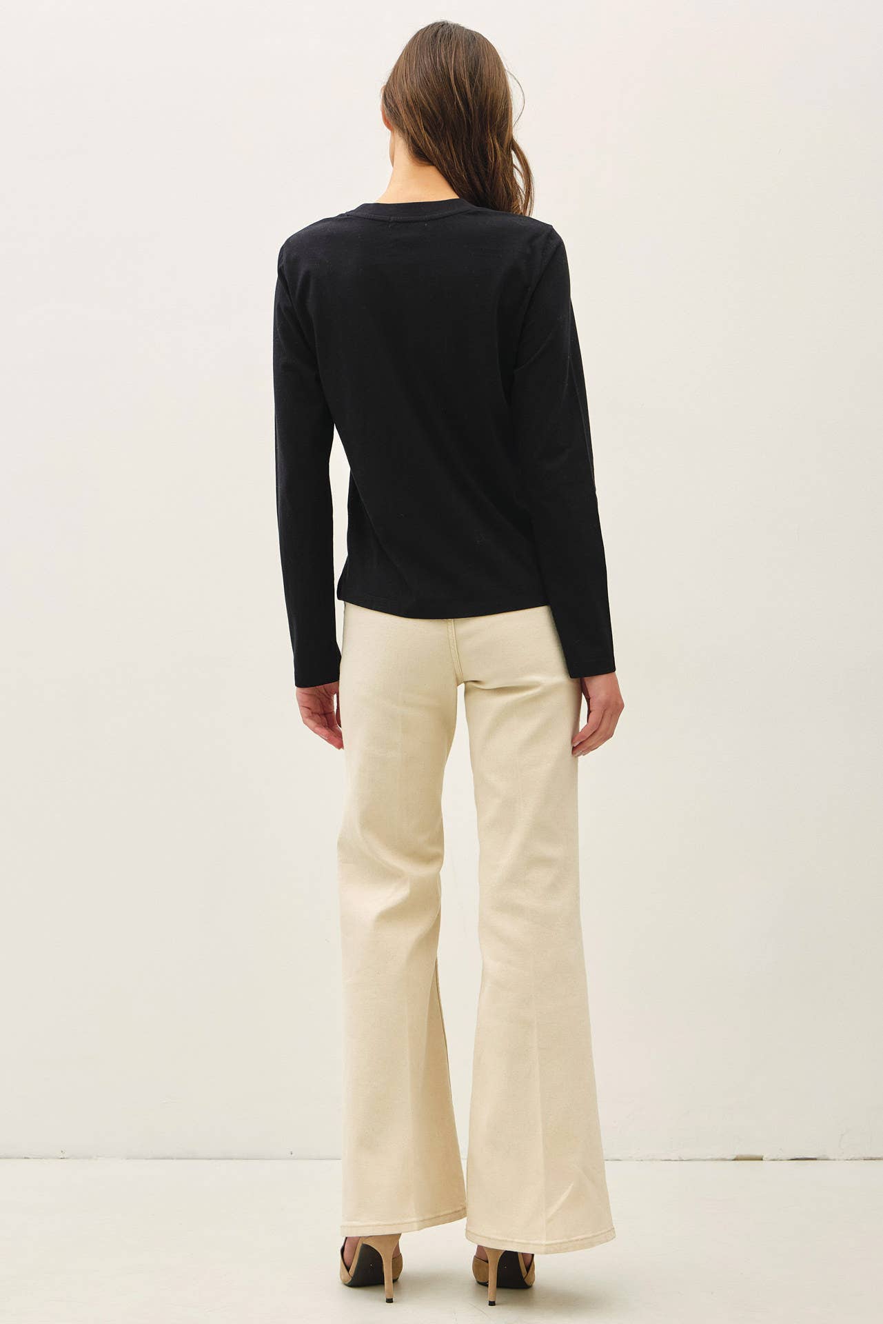 Be Cool - GARMENT WASHED COTTON LONG SLEEVE BASIC TOP