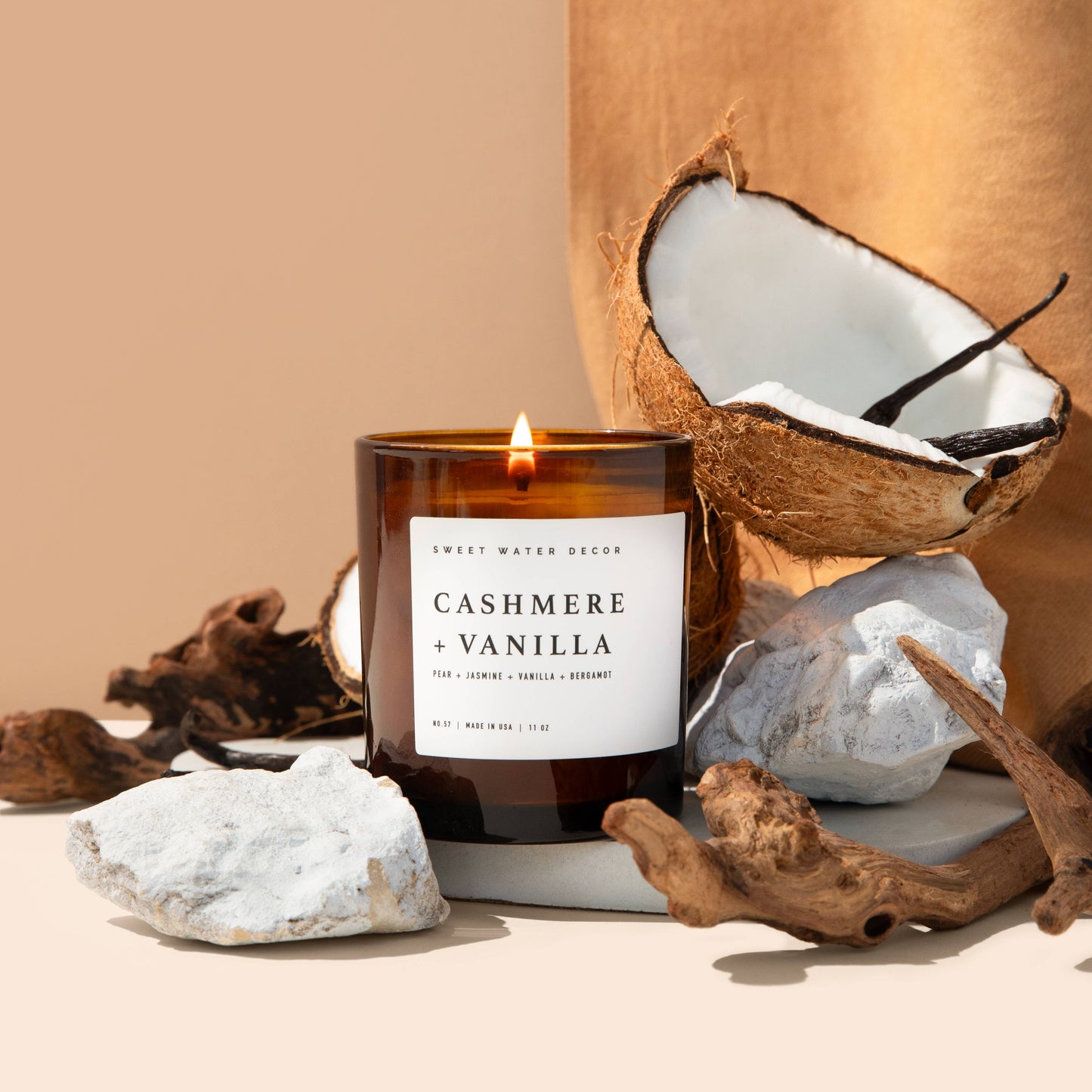 Sweet Water Decor - Cashmere and Vanilla 11 oz Soy Candle - Home Decor & Gifts