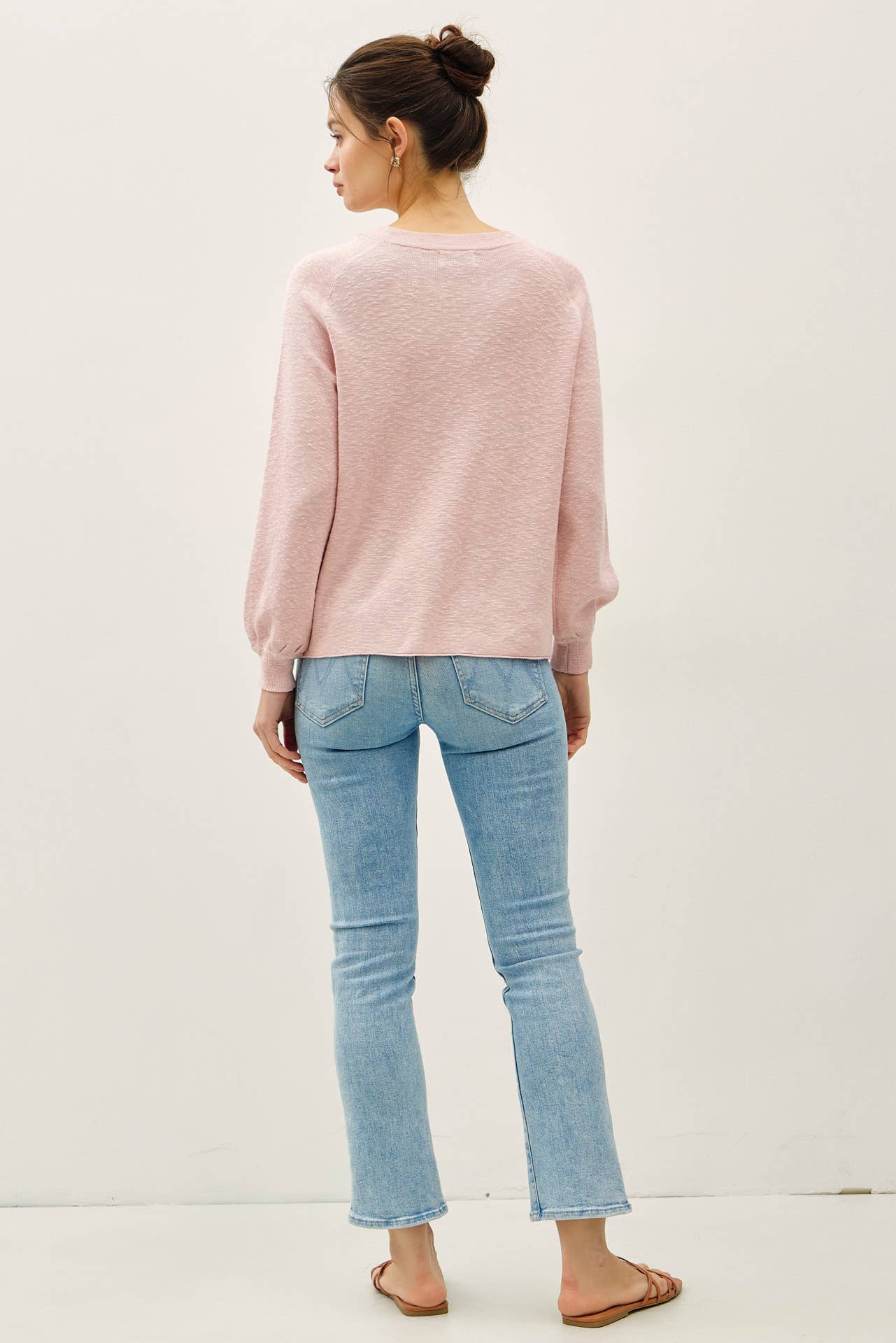 Be Cool - RAGLAN LONG SLEEVE PULLOVER SLUB YARN KNIT SWEATER
