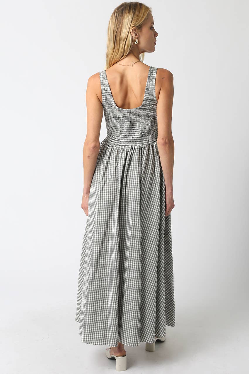 Olivaceous - Ella Sleeveless Gingham Maxi Dress