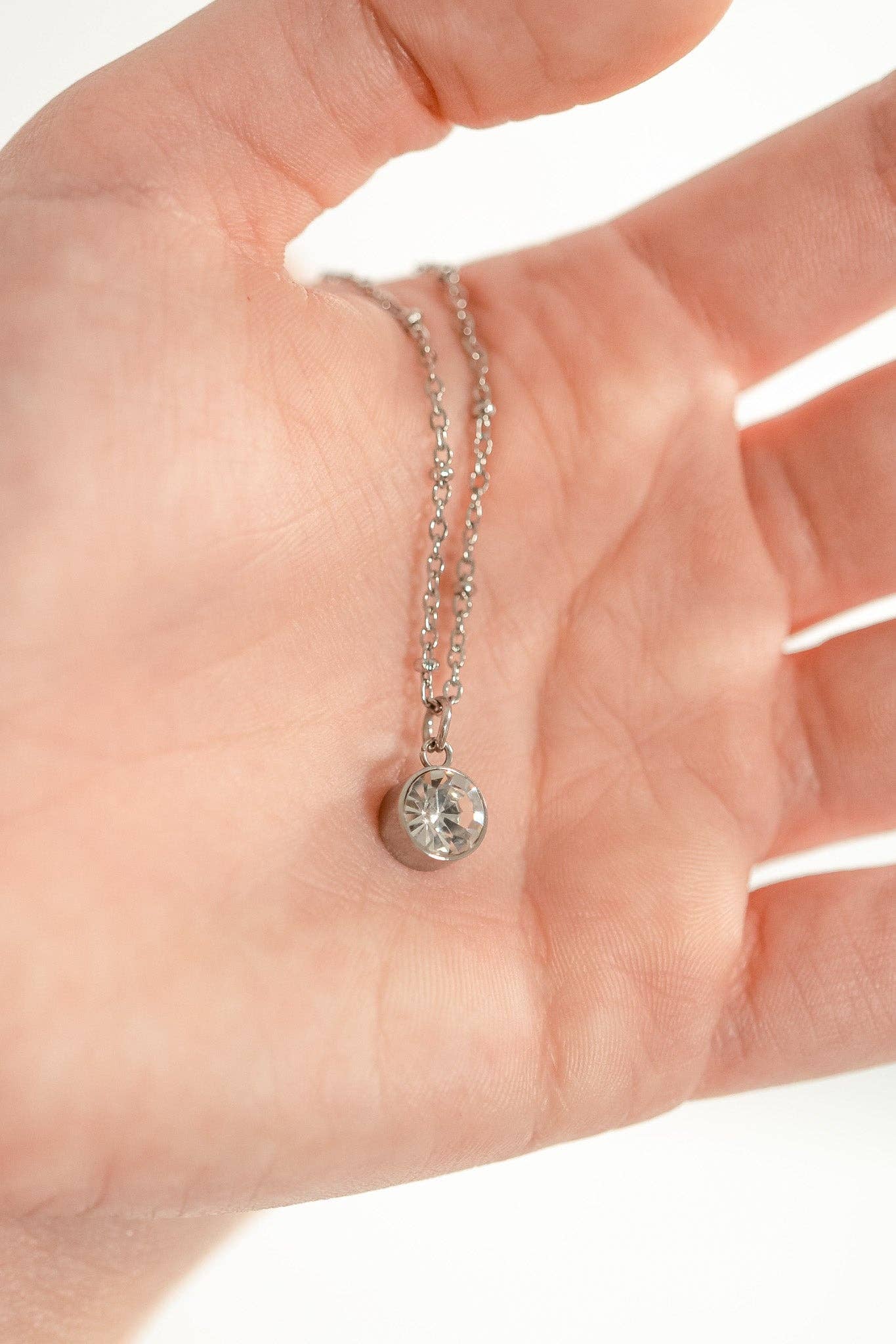 Stainless Steel Round Birthstone Charm (8mm)