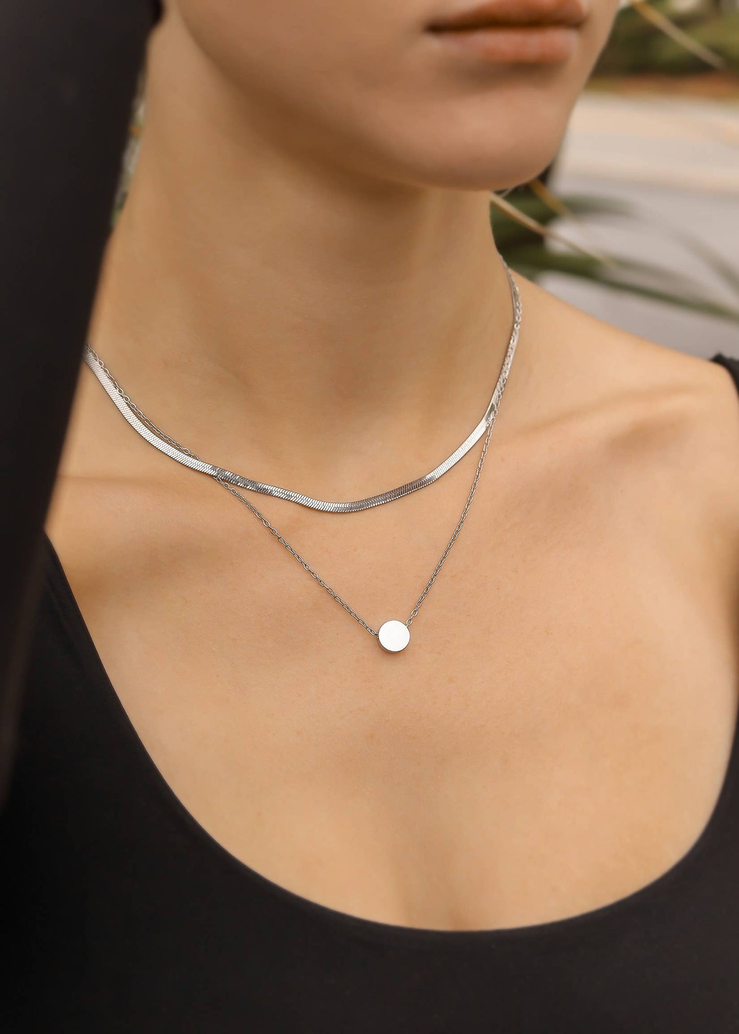 Stainless Steel Herringbone Chain Necklace