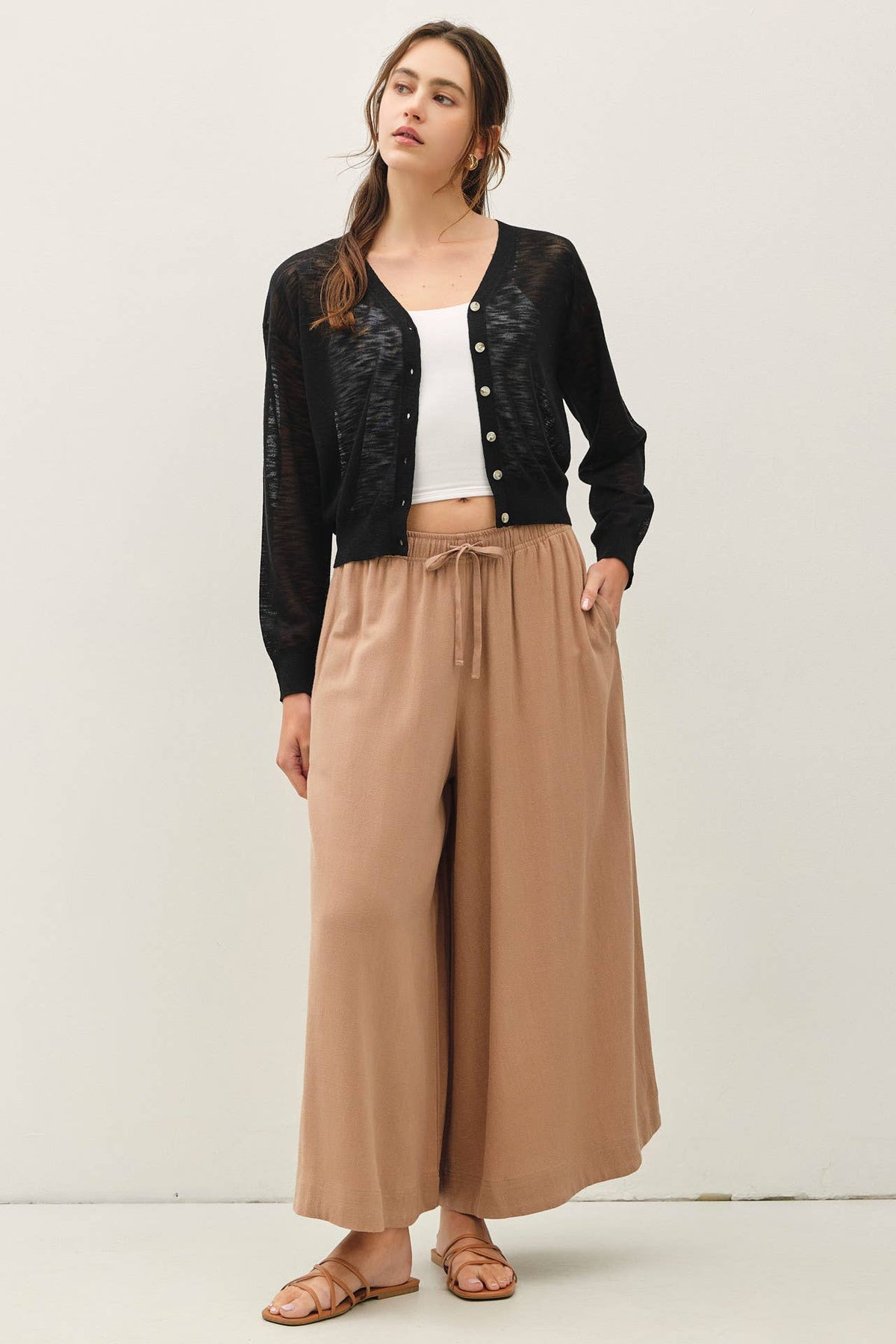 Be Cool - ULTRA FINE SLUBBED V-NECK FINE KNIT CARDIGAN