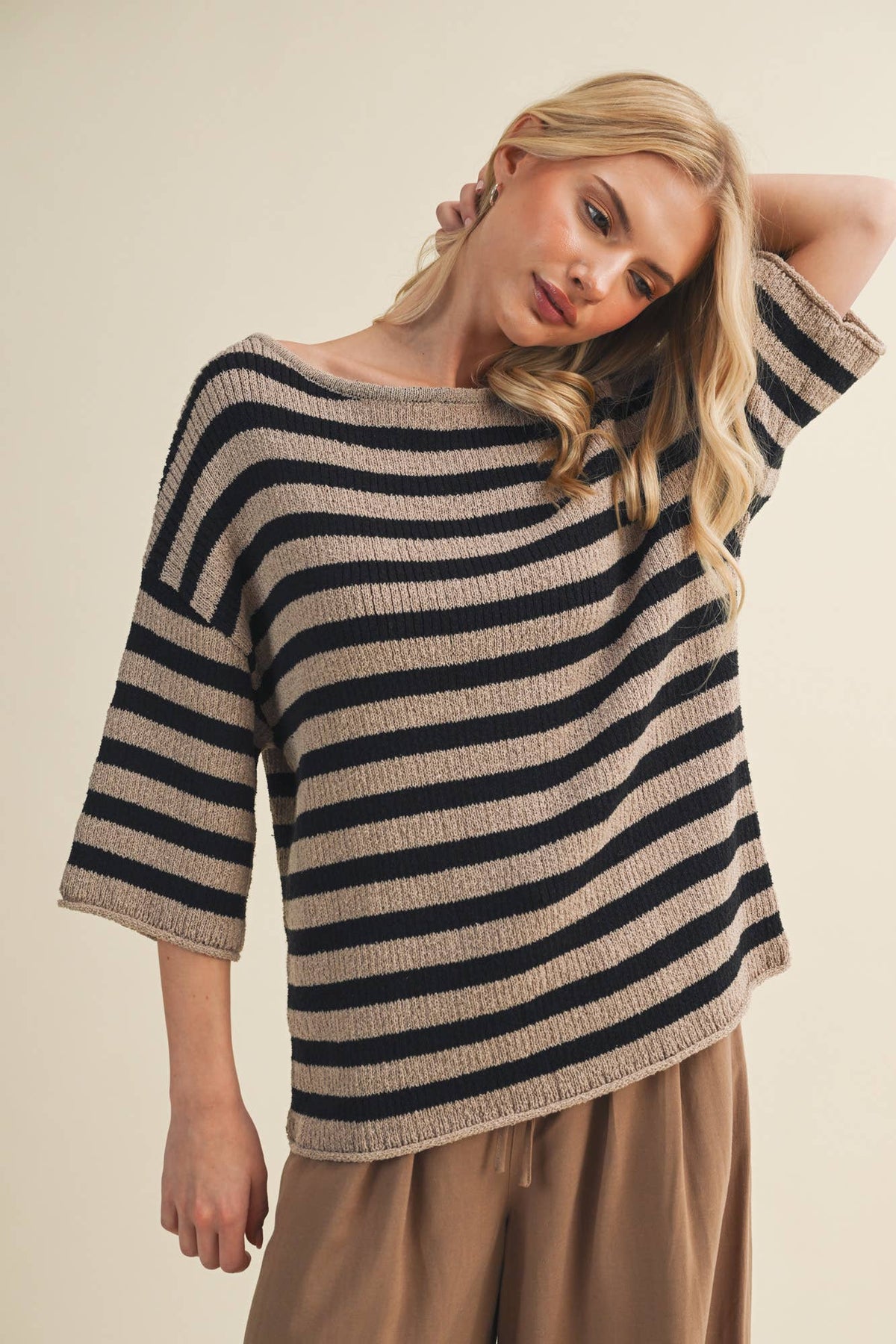Mustard Seed - Engineered Stripe Bateau Neck Pullover
