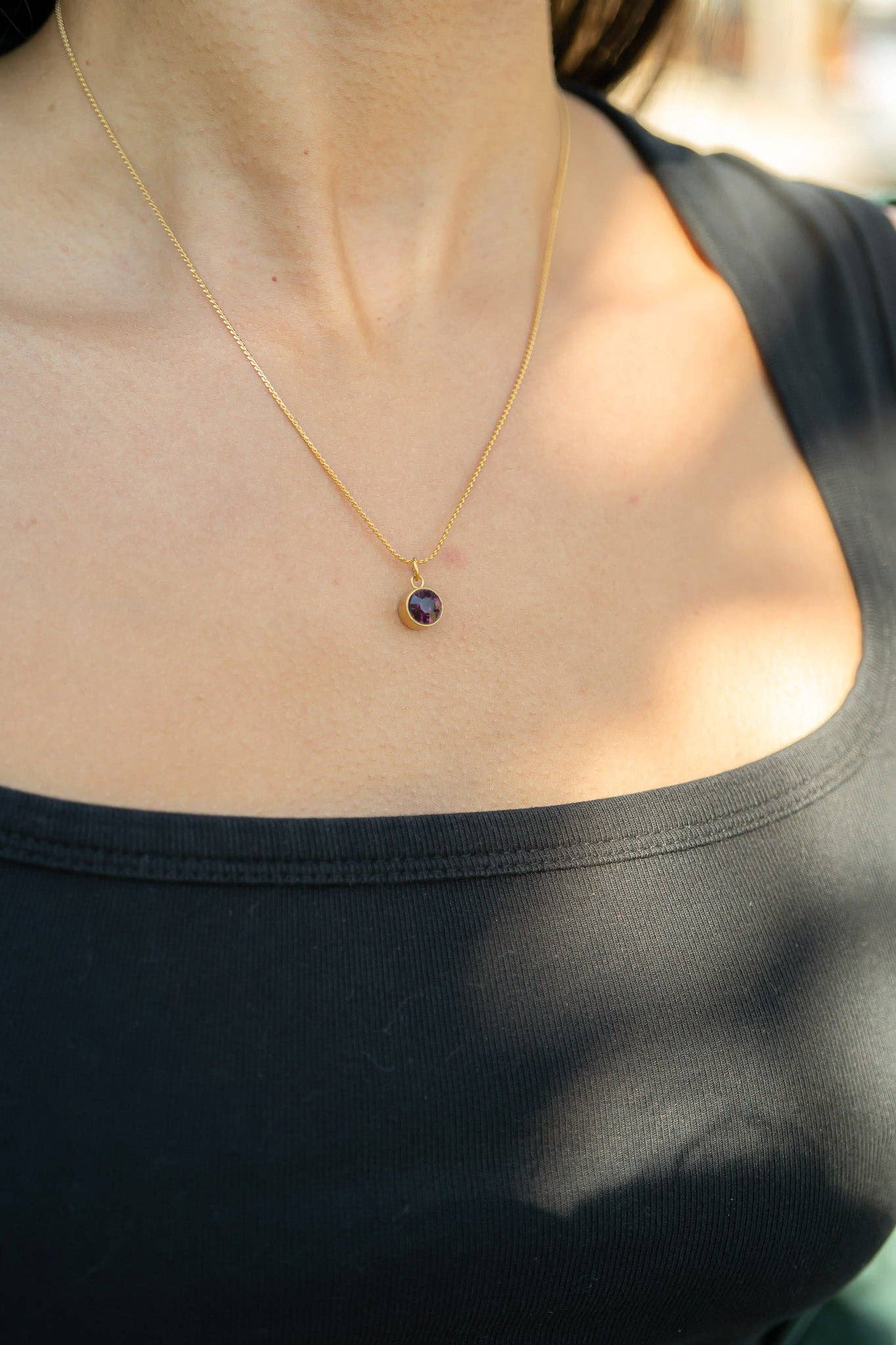 18K Gold PVD Round Birthstone Charm (8mm)