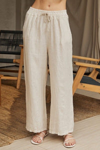 LINEN DRAWSTRING PANTS WITH POCKETS