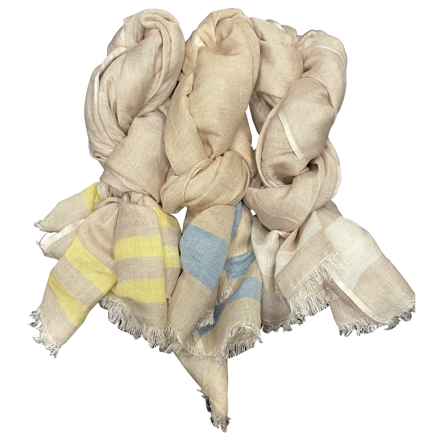 Chloe & Lex - Pure Linen with Fresh Stripes Lightweight Scarf for Women
