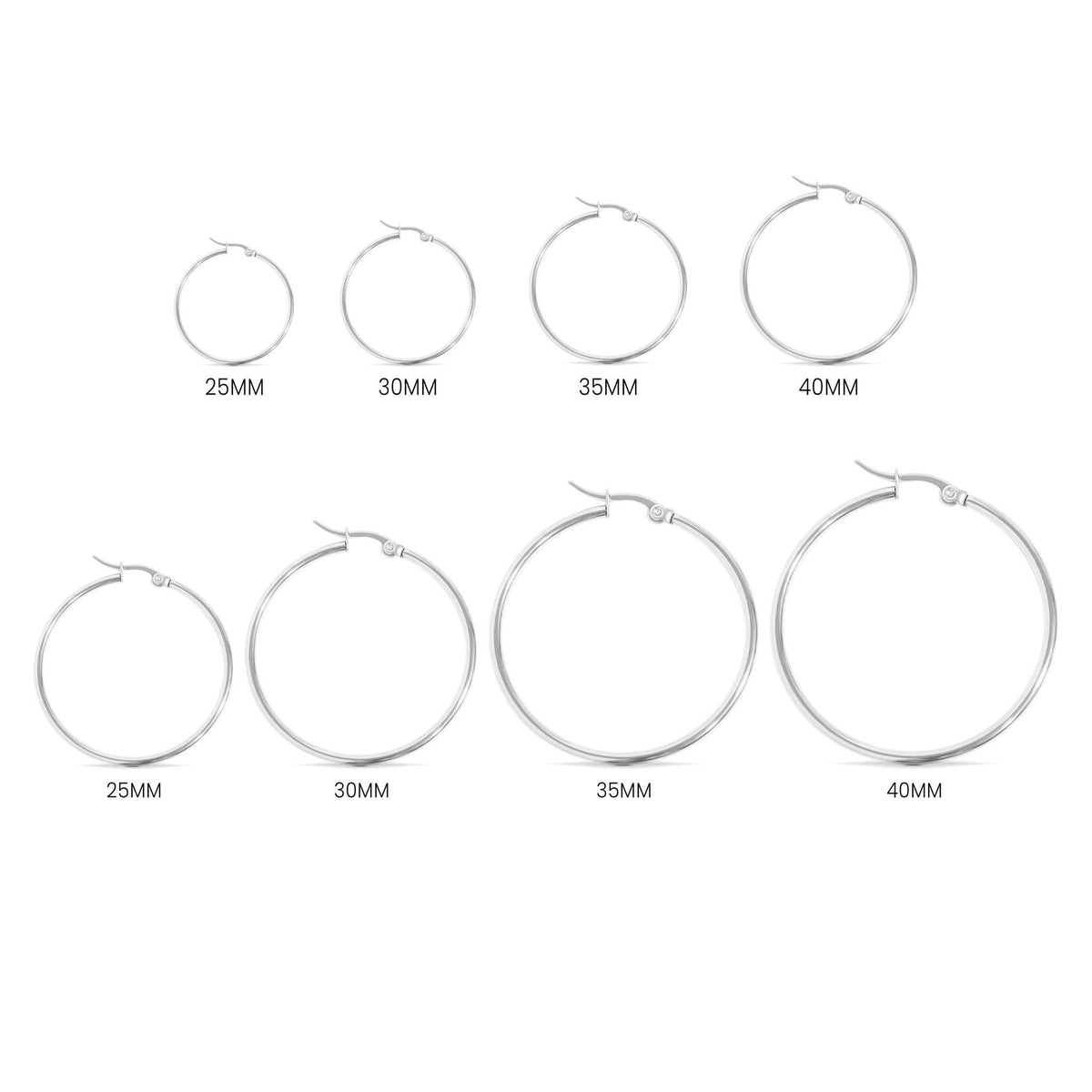 18K Gold PVD Stainless Steel Round Tube Hoop Earrings - WJW