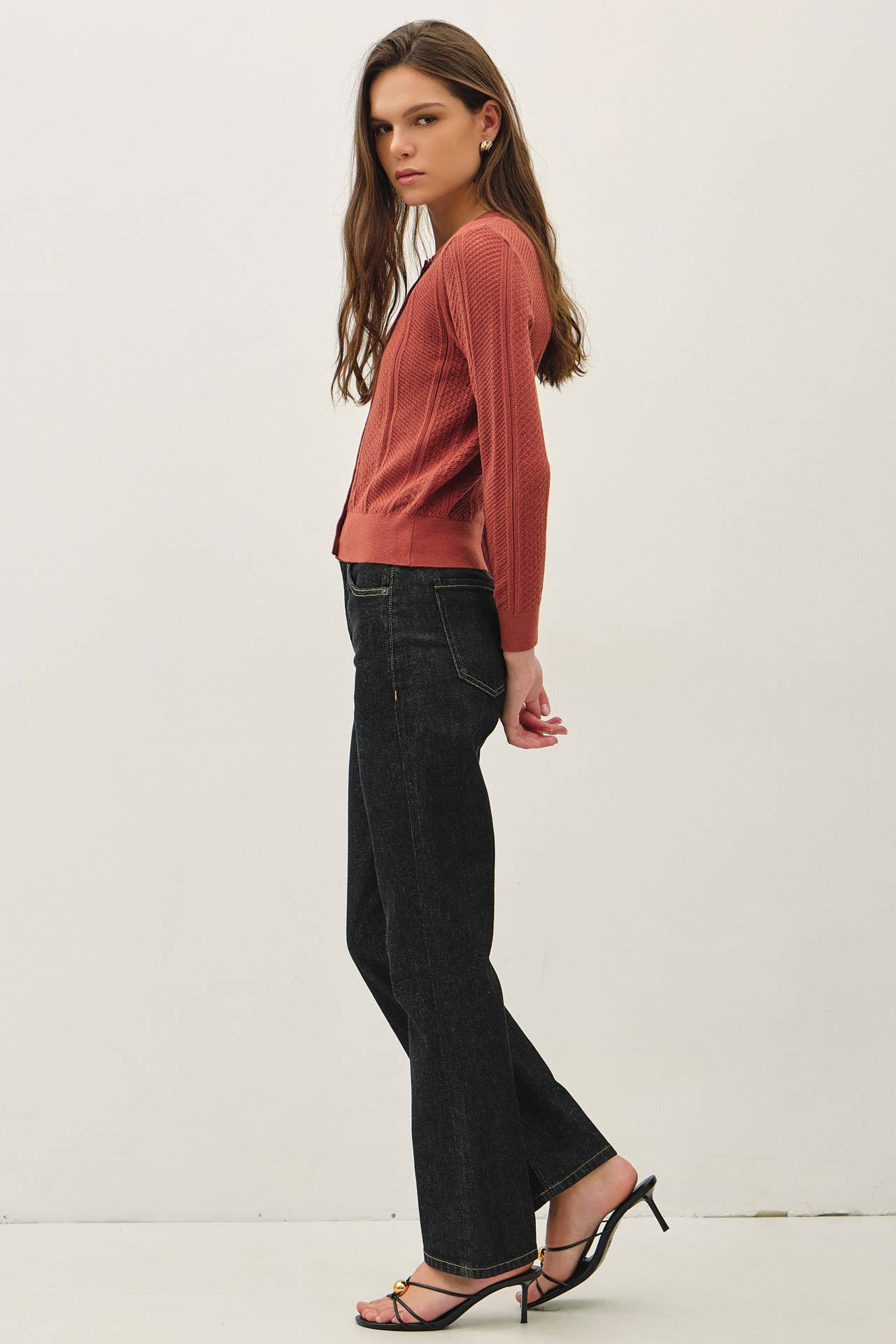Be Cool - POINTELLE CROPPED SLIM CARDIGAN