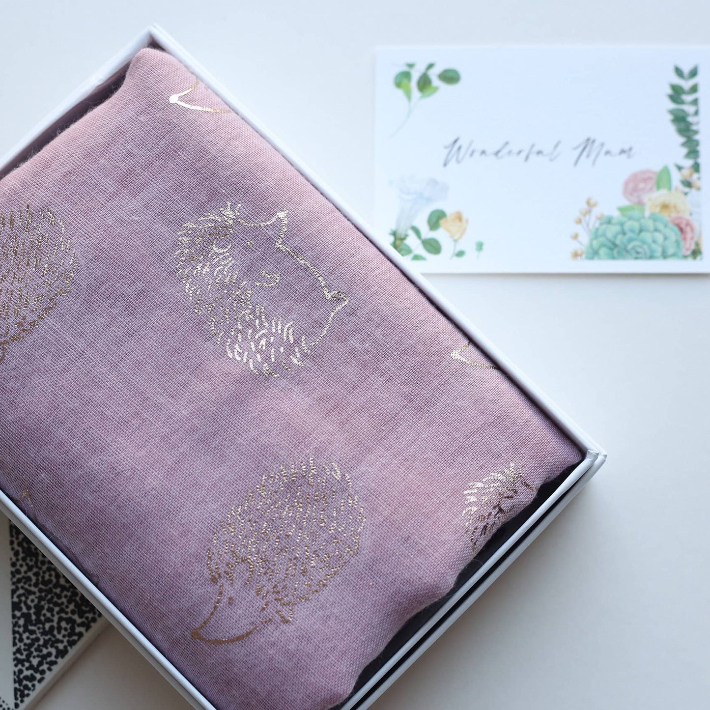 Studio Hop - Hedgehog Print Rose Gold Foil Scarf