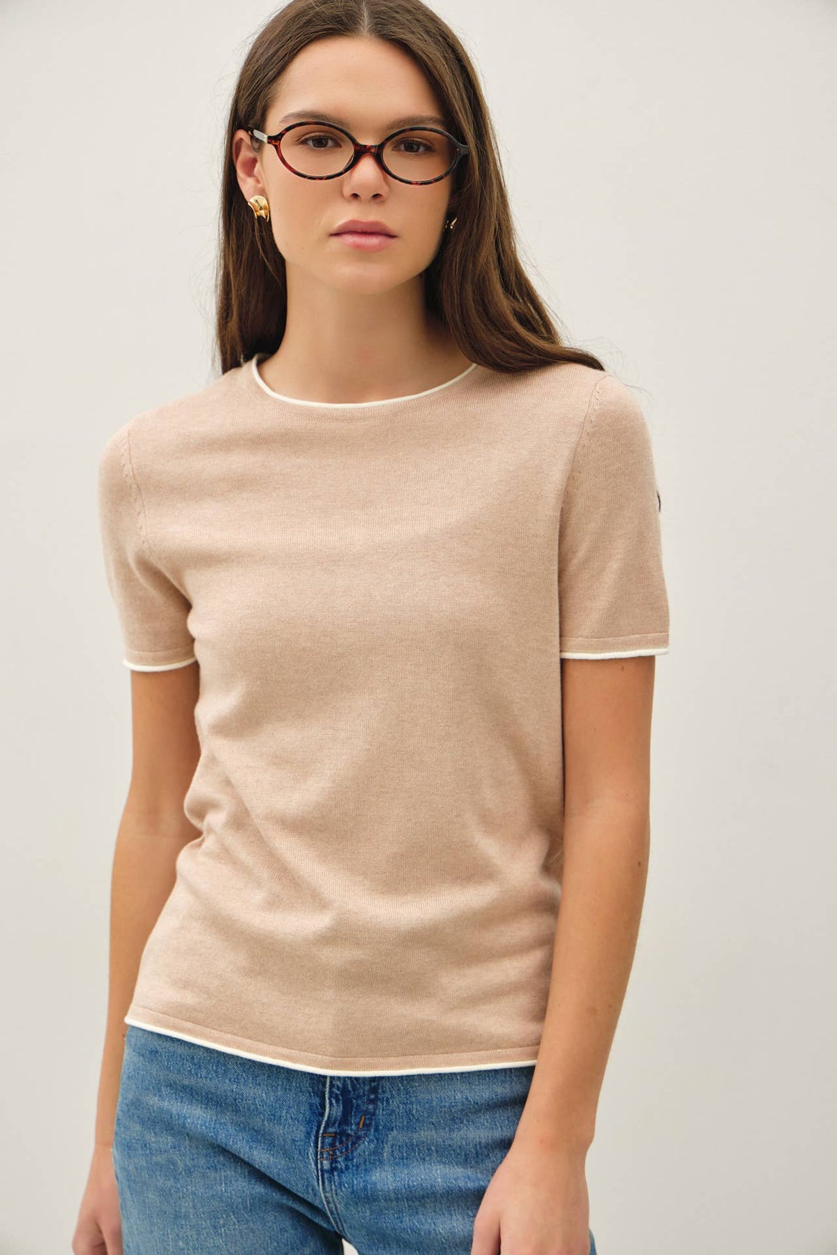 Be Cool - LAYERED LOOK ESSENTIAL SHORT SLEEVE  SWEATER TOP