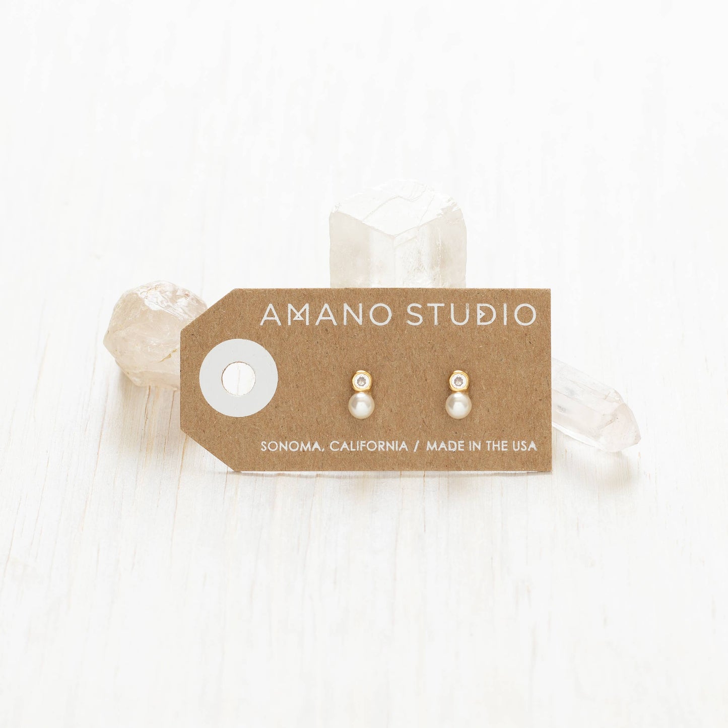 Amano Studio - Pearl + Crystal Stud Earrings