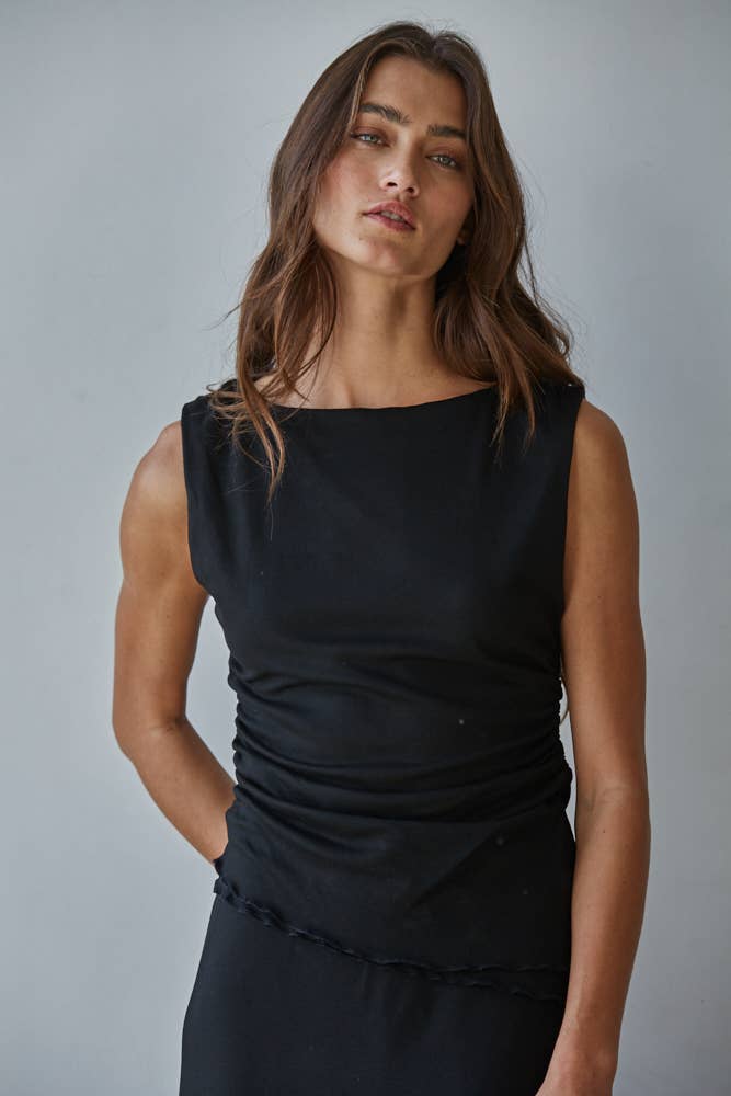Knit Viscose Spandex Layered Sleeveless Top - By together