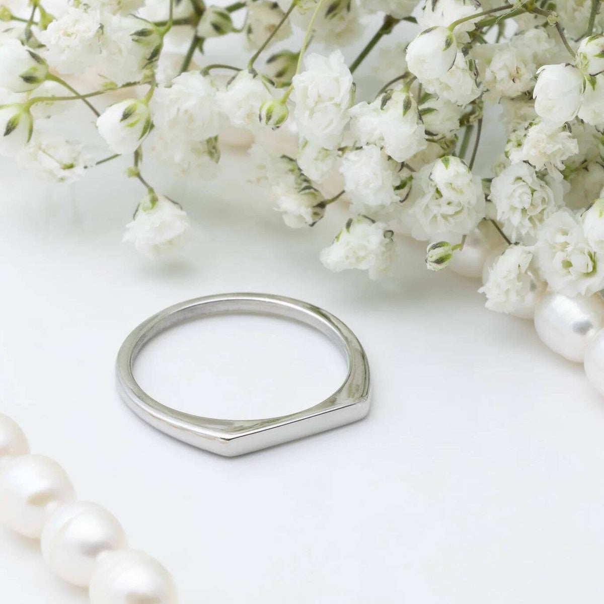 18K Gold PVD Stainless Steel Dainty Flat Blank Stack Ring - WJW