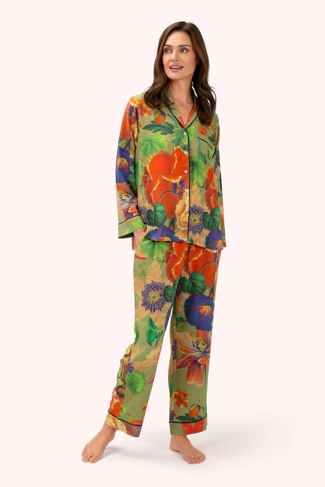 Powder Design inc - US - Supersoft Botanical Bouquet Sage Pyjamas  - Small