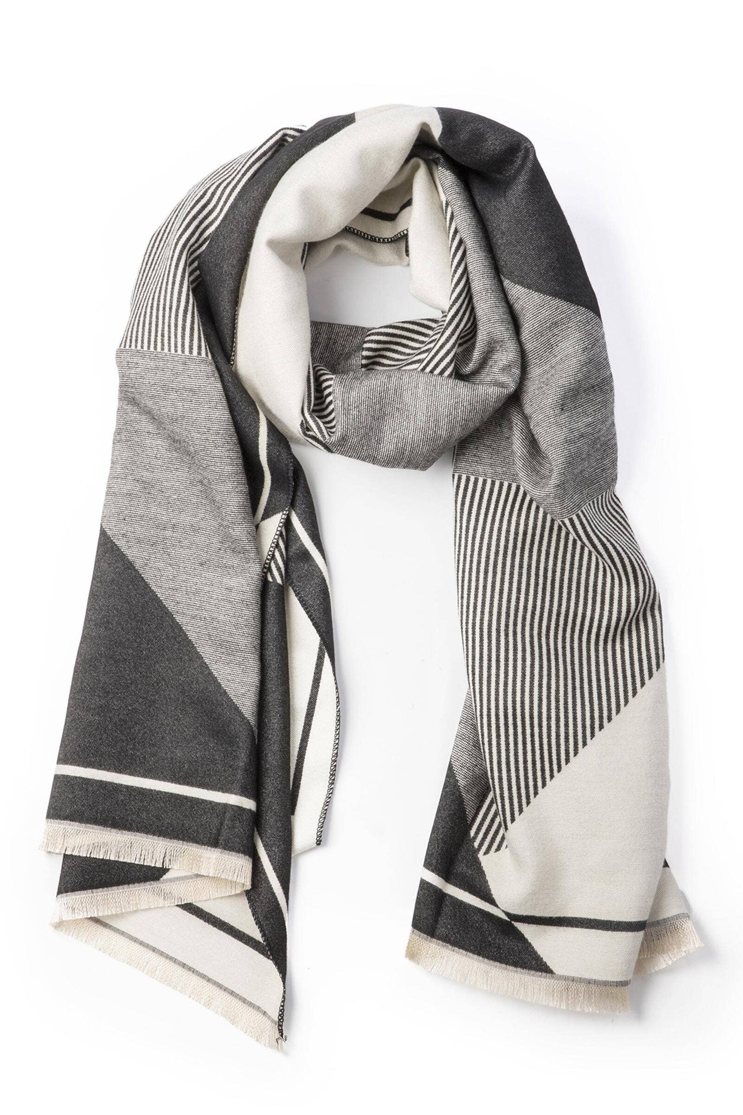 SAACHI - Geometric Striped Reversible Scarf