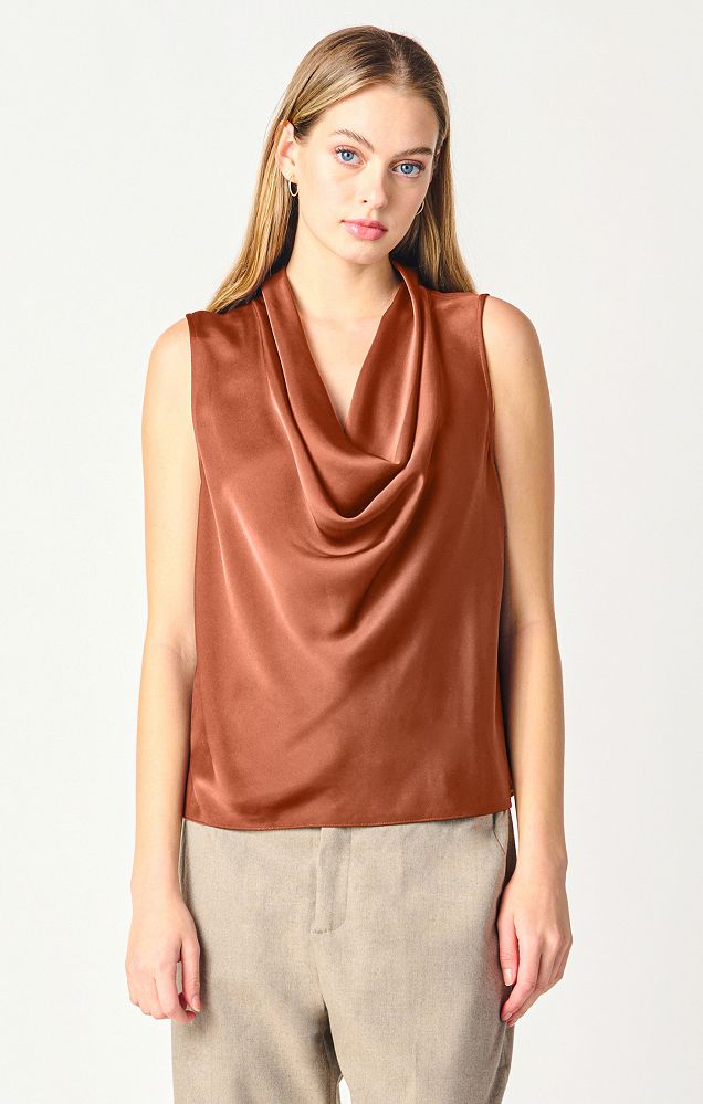 SLEEVELESS DRAPENECK BLOUSE