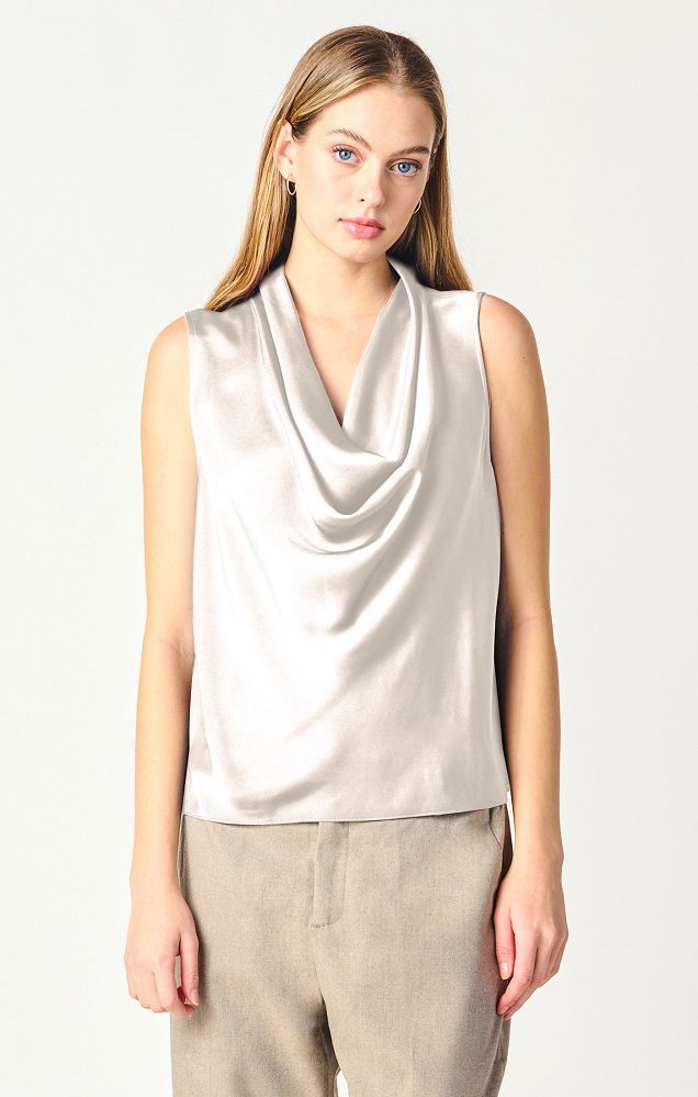 SLEEVELESS DRAPENECK BLOUSE