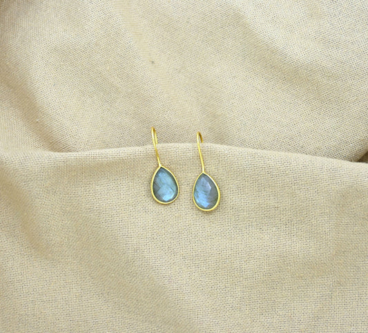 Schmuckoo Berlin - Teardrop Gemstone Earring Gold Silver 925 - Labradorite