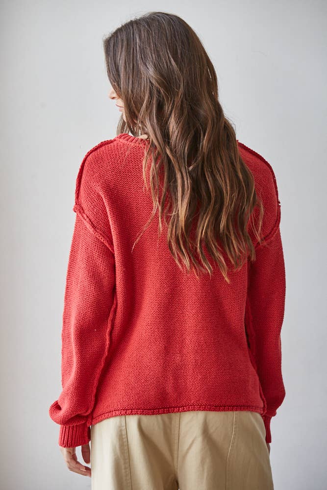 By Together - W1155 | Knit Sweater Crew Neck Long Sleeve Pullover Top