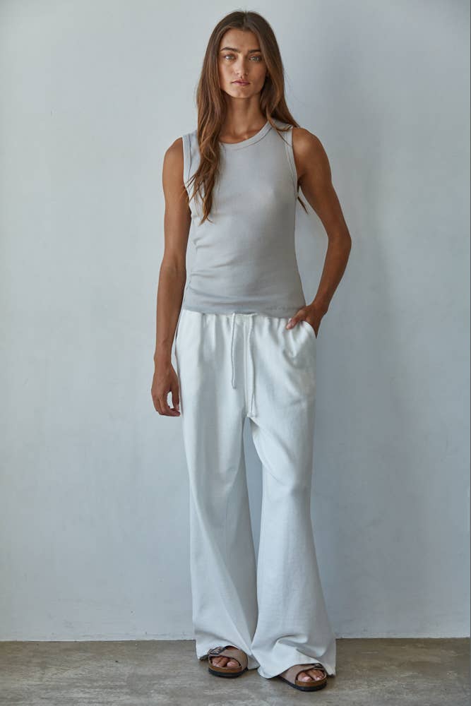 Knit Cotton Ribbed Round Neck Sleeveless Tank Top - By together