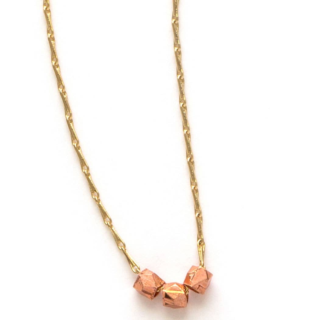 3 Tiny Faceted Beads Necklace