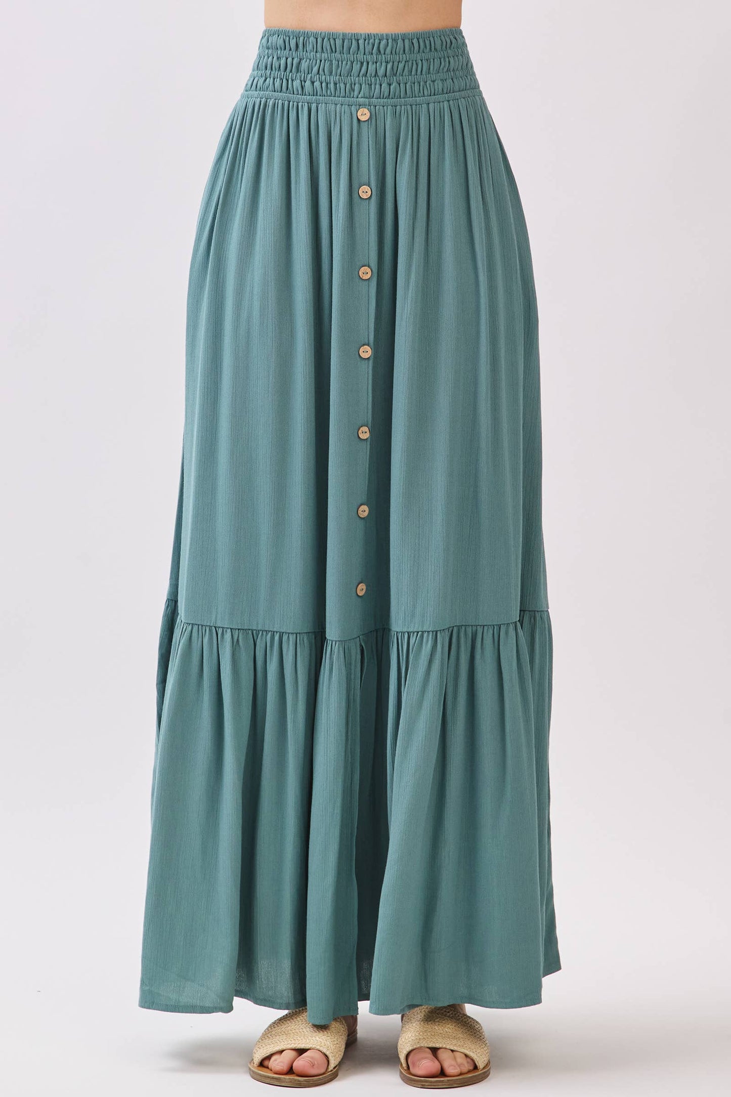 Ruffled Smocked Waist Tiered Maxi Skirt - Final Touch