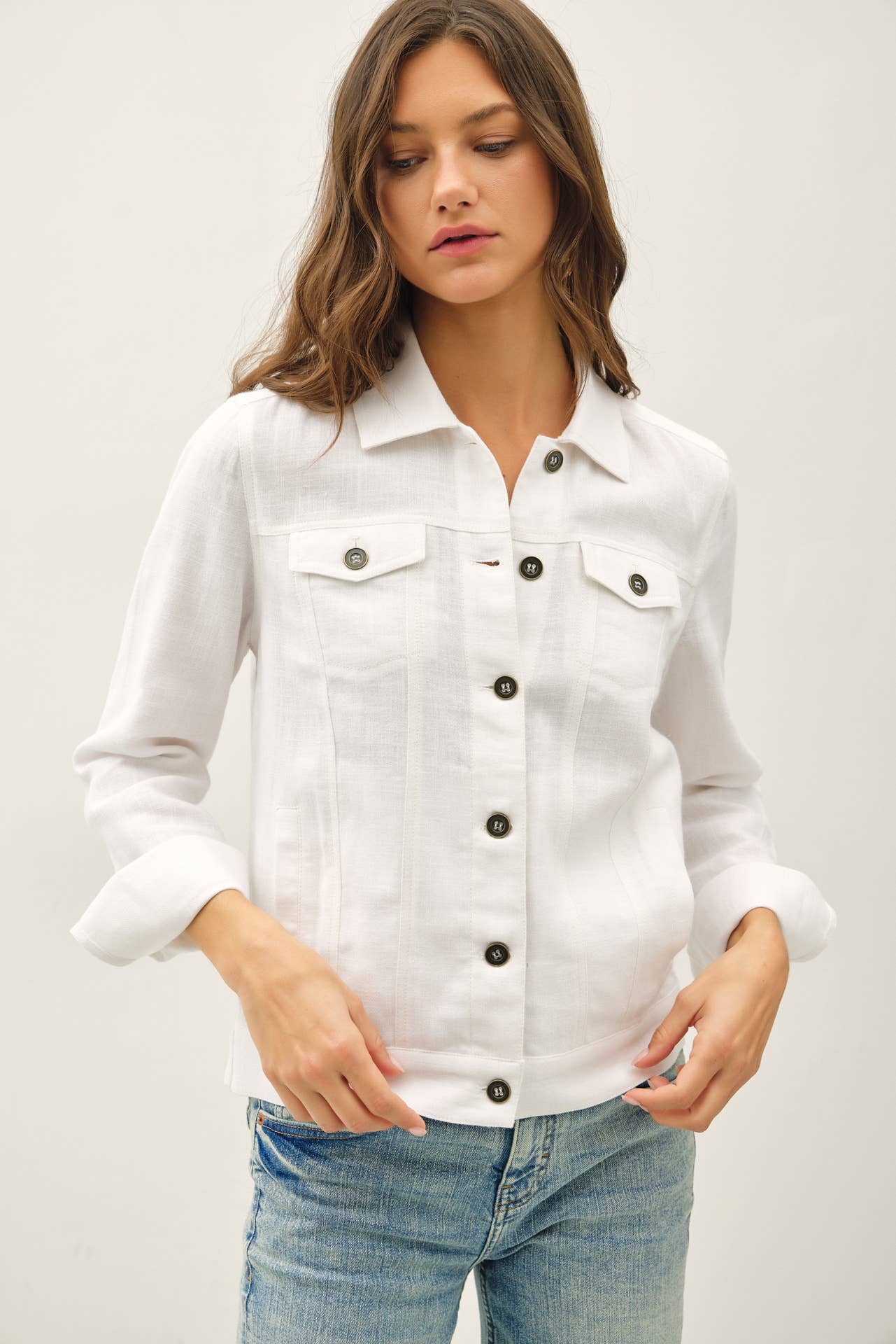 Be Cool - LIGHTWEIGHT LINEN BLEND BUTTONED JACKET