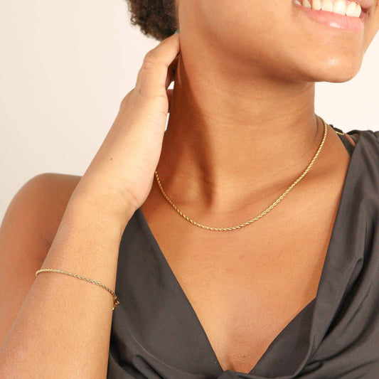 Gold Rope Chain Necklace - WJW