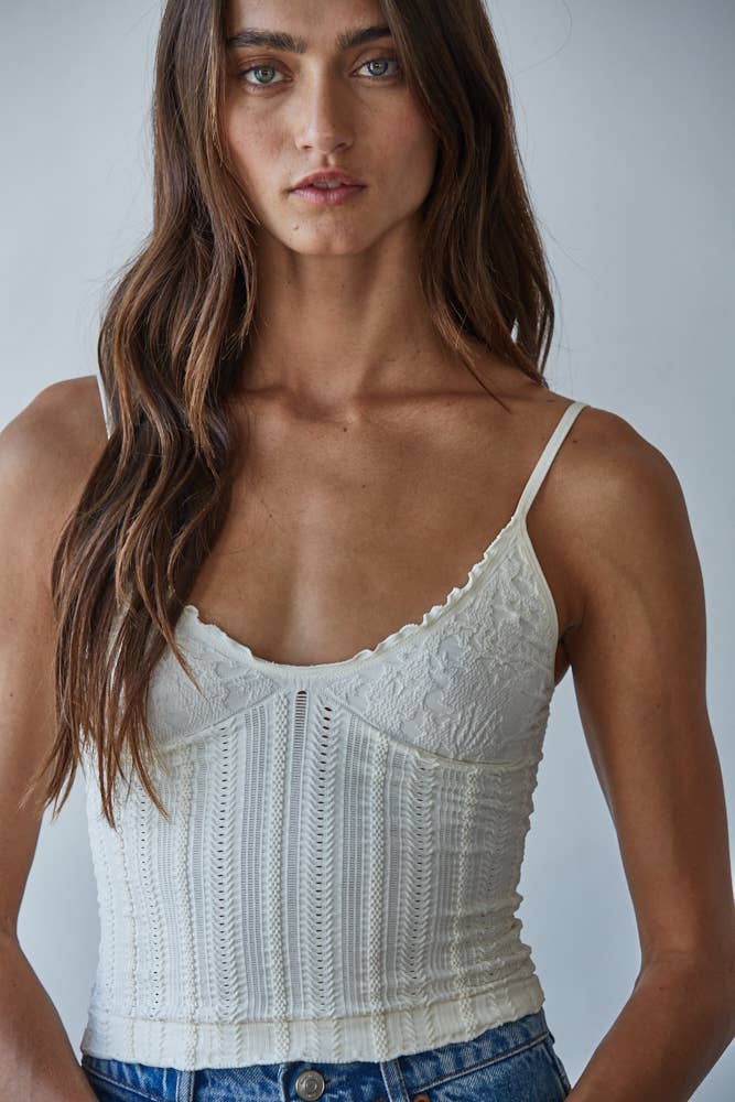 Knit Seamless Nylon Spandex Jacquard Pattern Top - By Together