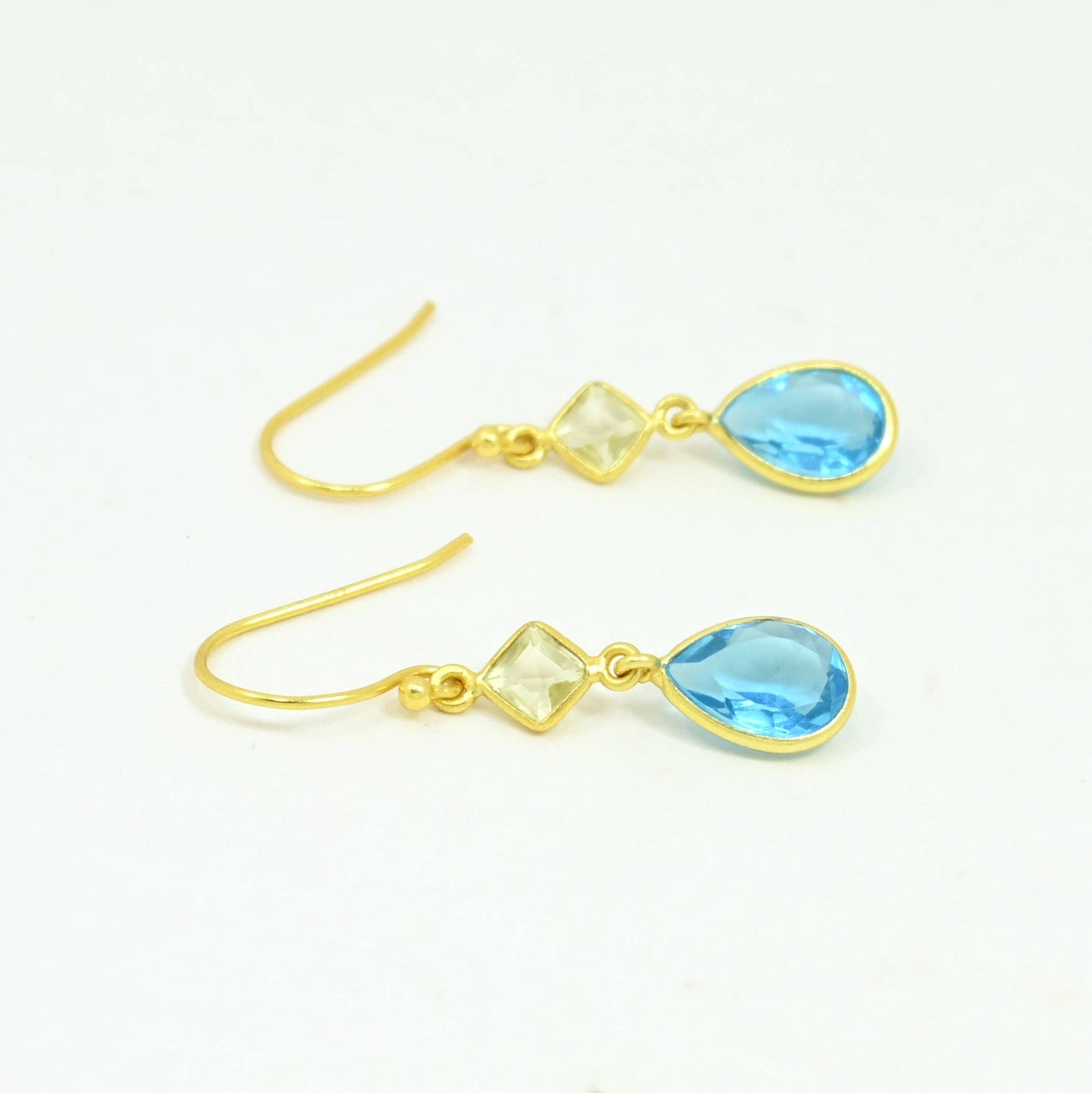 Schmuckoo x Noyre Berlin - Bianca Earring Gold Silver 925 - Lemon Quartz & Blue Topaz
