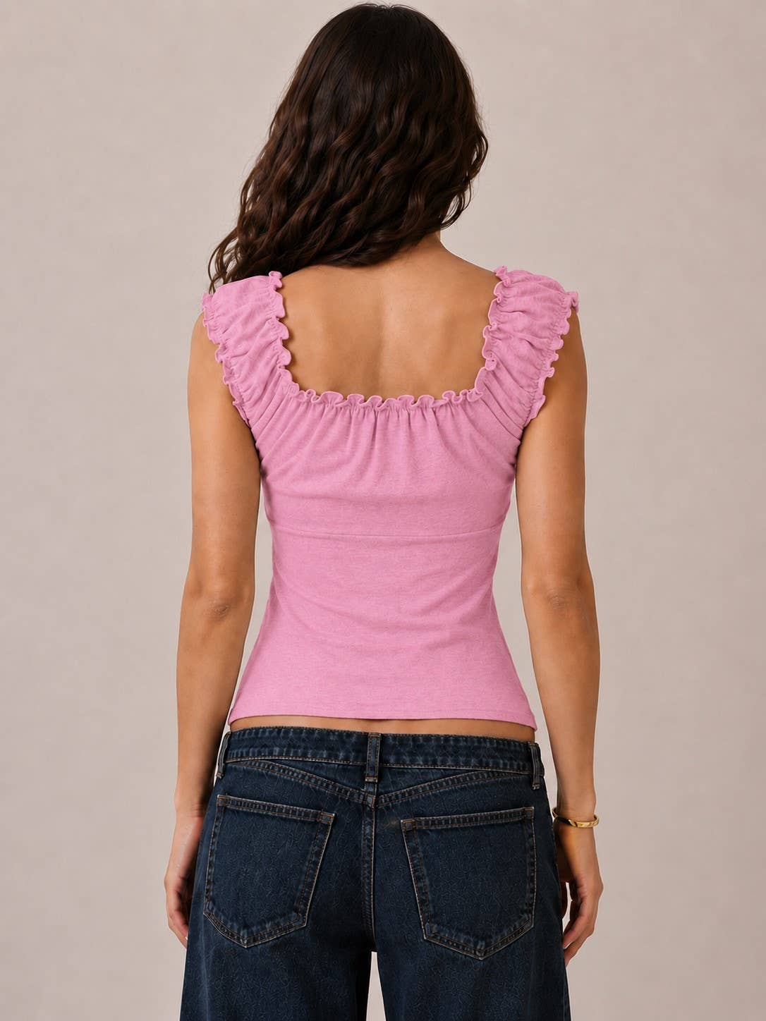 BUTTON DOWN FRIL DETAIL TANK TOP - Heart & Hips