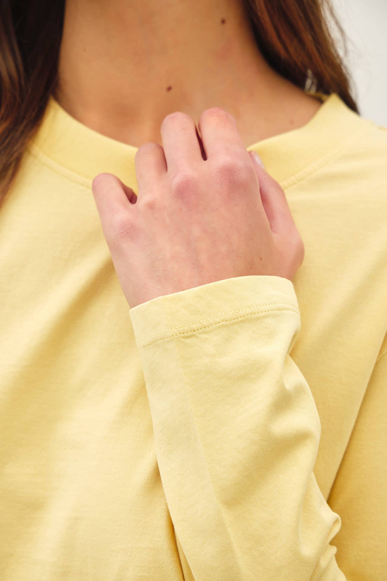 Be Cool - GARMENT WASHED COTTON LONG SLEEVE BASIC TOP