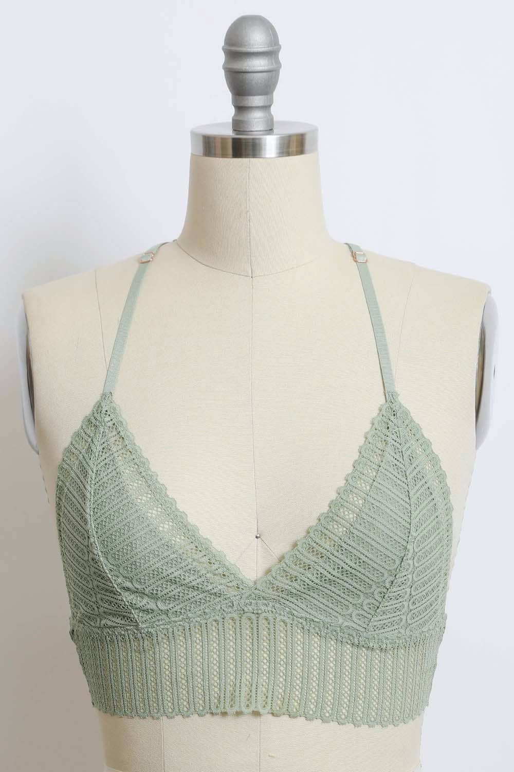 Leto Accessories - Ribbed Lace Boho Racerback Bralette
